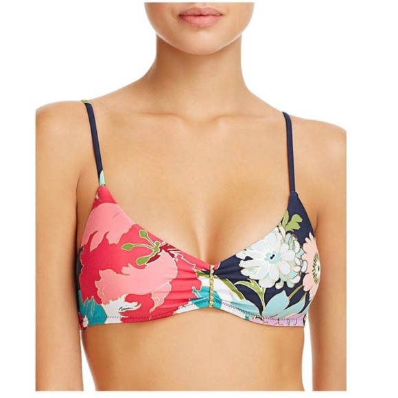 NWT Trina Turk royal botanical floral bikini TOP - Picture 2 of 10